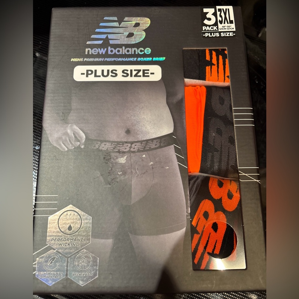 New Balance Men's Plus Size premium performance Boxer Briefs 3XL-nwt